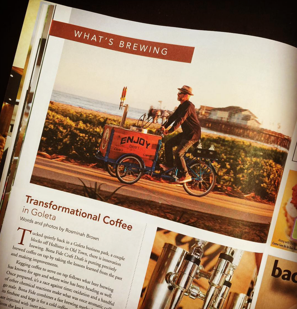 Caribbean Coffee featured in Edible Santa Barbara Magazine, celebrating local food and wine in Santa Barbara, California. Writing and photography by Rosminah Brown. This article featured Caribbean Coffee and Bona Fide Brewing to create craft draft coffee.